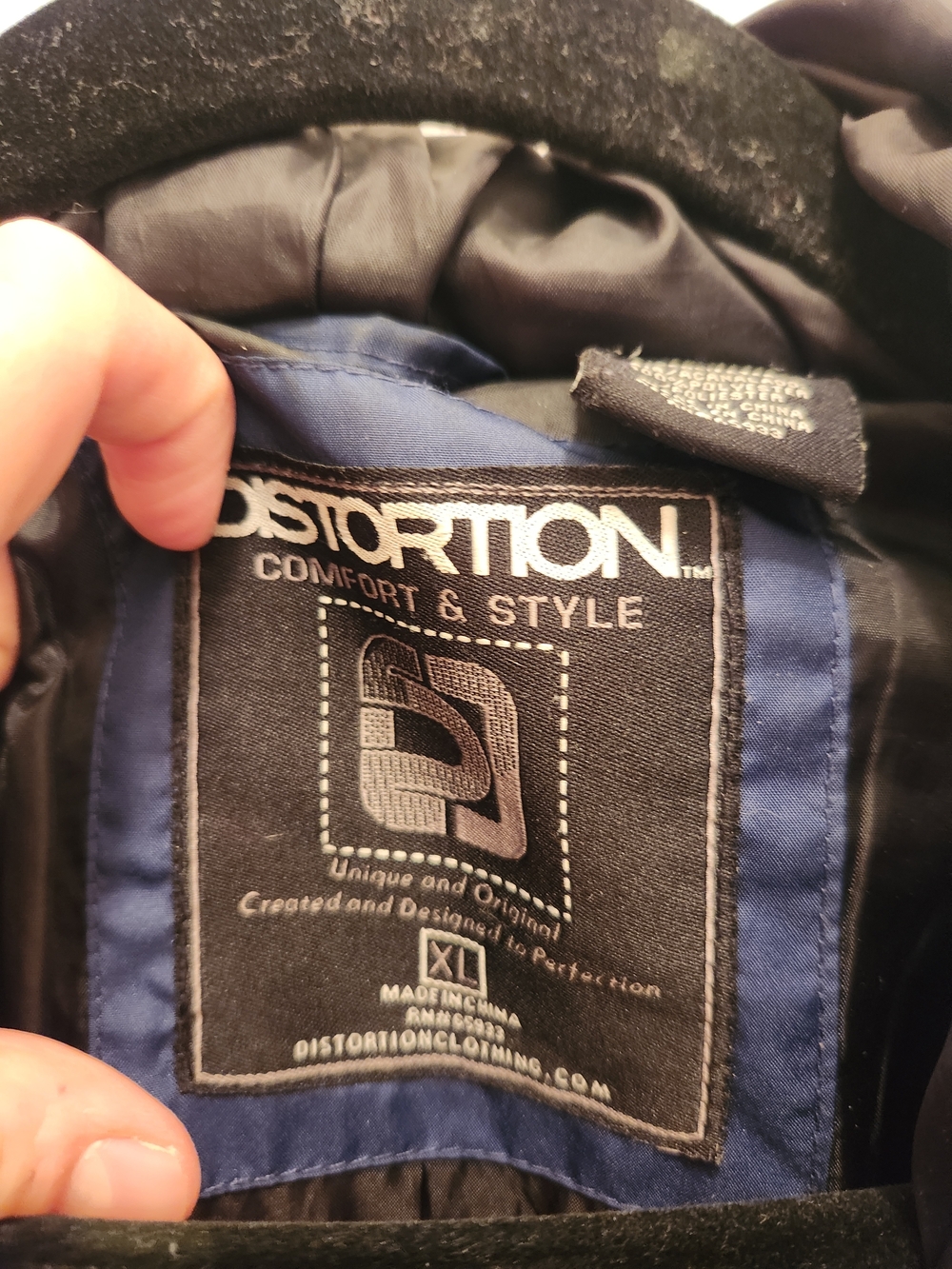 Distortion Men’s Navy Quilted Hooded Jacket Size XL - Picture 3 of 6